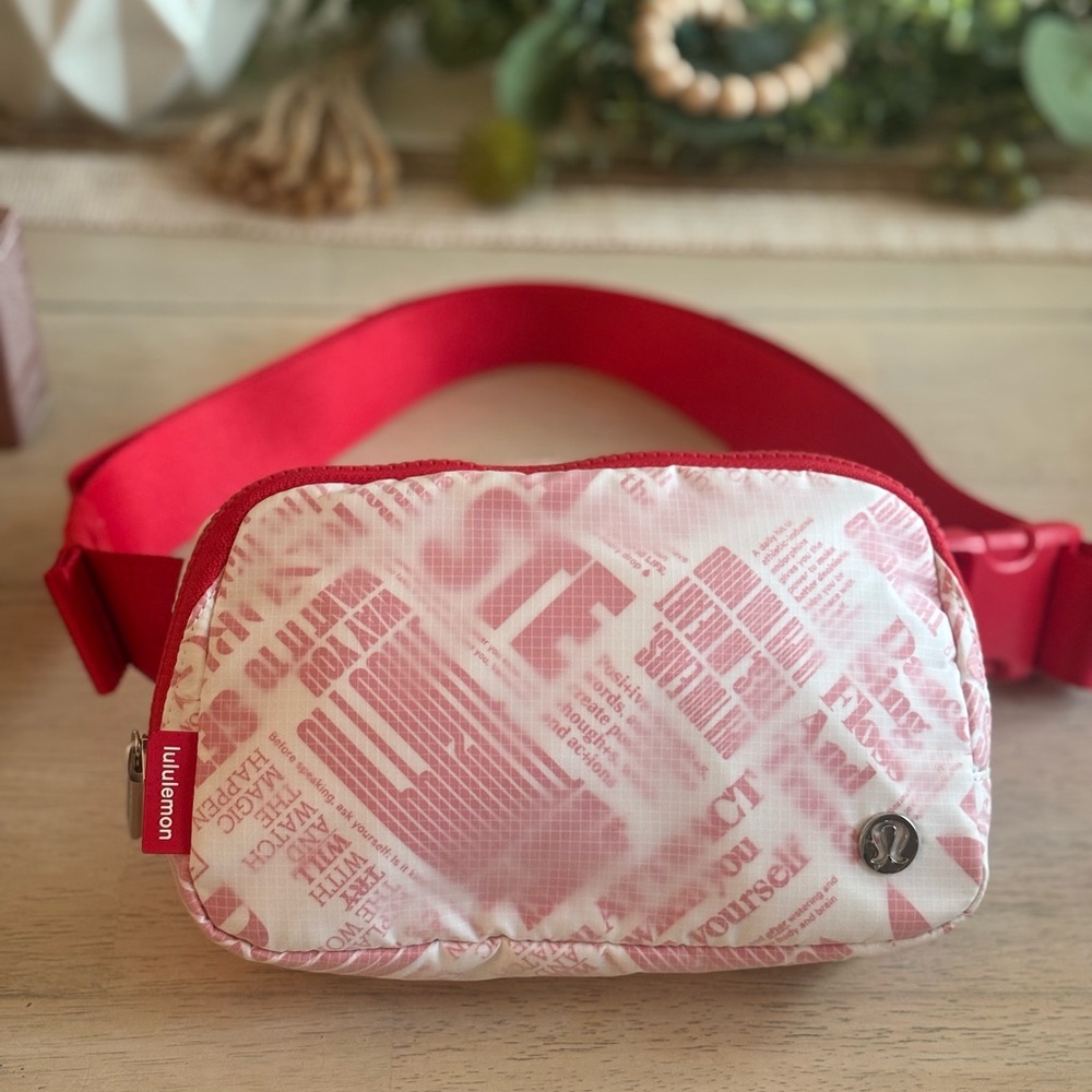 Lululemon Red and White Patterned Pouch